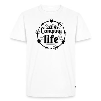 Chemise de randonnée Camping Life - T-shirt Premium bio Homme - blanc - Devant - Nico (187cm)