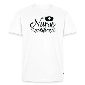 Vie infirmière - T-shirt Premium bio Homme - blanc - Devant - Nico (187cm)