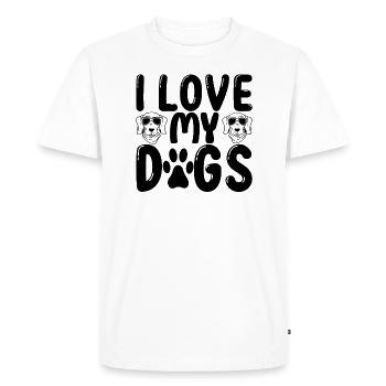 J’aime mes chiens - T-shirt Premium bio Homme - blanc - Devant - Nico (187cm)