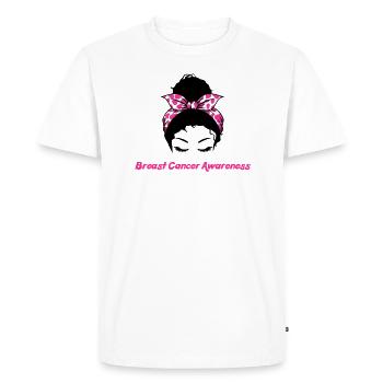 Messy Bun Awareness Breast Cancer - Men's Premium Organic T-Shirt - white - Front - Nico (187cm)