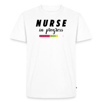 Infirmière au travail - T-shirt Premium bio Homme - blanc - Devant - Nico (187cm)