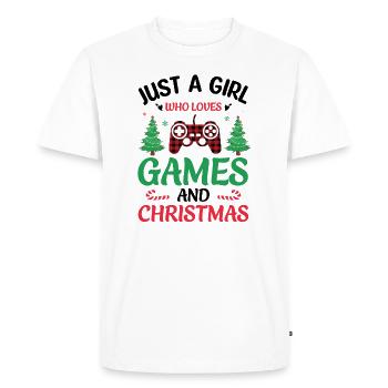 Juste une fille qui aime les jeux de motifs norvégiens - T-shirt Premium bio Homme - blanc - Devant - Nico (187cm)