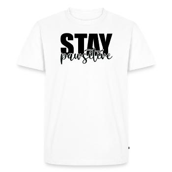 Stay pawsitive - Men's Premium Organic T-Shirt - white - Front - Nico (187cm)