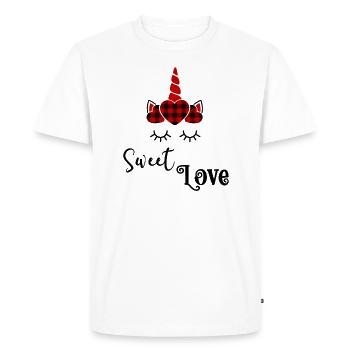 Douce Licorne d’amour - T-shirt Premium bio Homme - blanc - Devant - Nico (187cm)