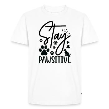 Stay pawsitive - Men's Premium Organic T-Shirt - white - Front - Nico (187cm)