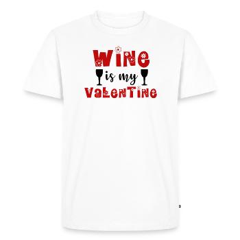 WINE IS MY VALENTINE - Men's Premium Organic T-Shirt - white - Front - Nico (187cm)