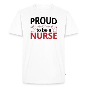Fière d’être infirmière - T-shirt Premium bio Homme - blanc - Devant - Nico (187cm)
