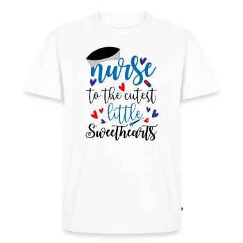 Infirmière aux amoureux - T-shirt Premium bio Homme - blanc - Devant - Nico (187cm)