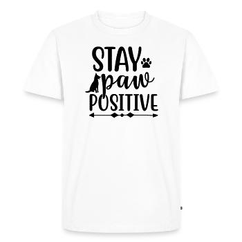 Restez positif patte - T-shirt Premium bio Homme - blanc - Devant - Nico (187cm)
