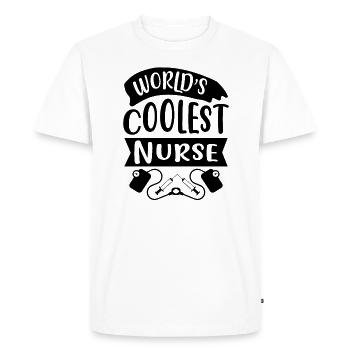 L’infirmière la plus cool au monde - T-shirt Premium bio Homme - blanc - Devant - Nico (187cm)