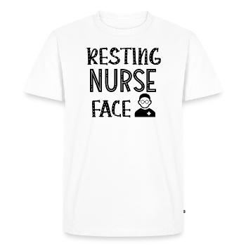Visage de l’infirmière au repos - T-shirt Premium bio Homme - blanc - Devant - Nico (187cm)