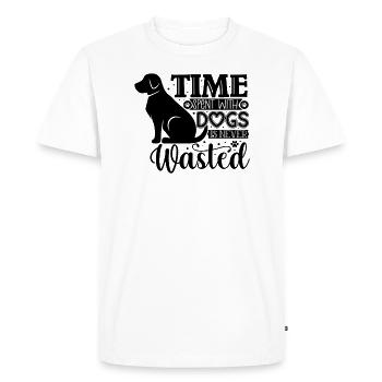 Le temps passé avec les chiens n’est jamais perdu - T-shirt Premium bio Homme - blanc - Devant - Nico (187cm)