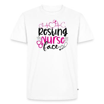 Visage de l’infirmière au repos - T-shirt Premium bio Homme - blanc - Devant - Nico (187cm)