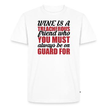 Le vin est un ami perfide - T-shirt Premium bio Homme - blanc - Devant - Nico (187cm)