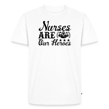 Les infirmières sont nos héroïnes - T-shirt Premium bio Homme - blanc - Devant - Nico (187cm)