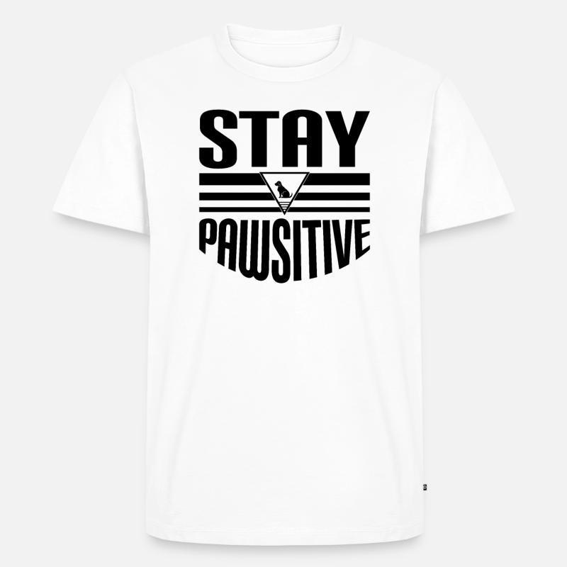 Bleib Pawsitive - Männer Premium Bio T-Shirt - Weiß