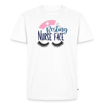 Visage de l’infirmière au repos - T-shirt Premium bio Homme - blanc - Devant - Nico (187cm)