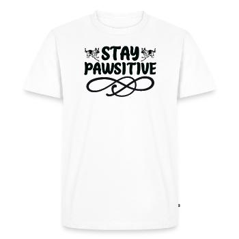Restez positif patte - T-shirt Premium bio Homme - blanc - Devant - Nico (187cm)