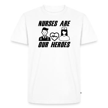 Les infirmières sont nos héroïnes - T-shirt Premium bio Homme - blanc - Devant - Nico (187cm)