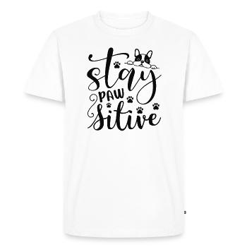 Stay pawsitive - Men's Premium Organic T-Shirt - white - Front - Nico (187cm)