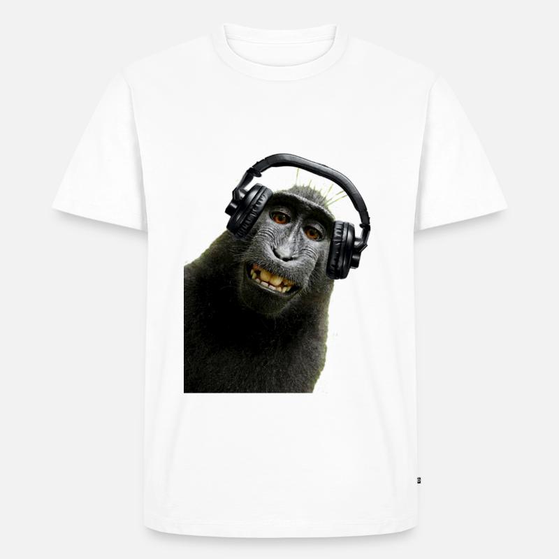 Hemd Monkey Music von Custom - Männer Premium Bio T-Shirt - Weiß