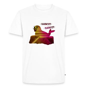 Disco Retro Seal - T-shirt Premium bio Homme - blanc - Devant - Nico (187cm)