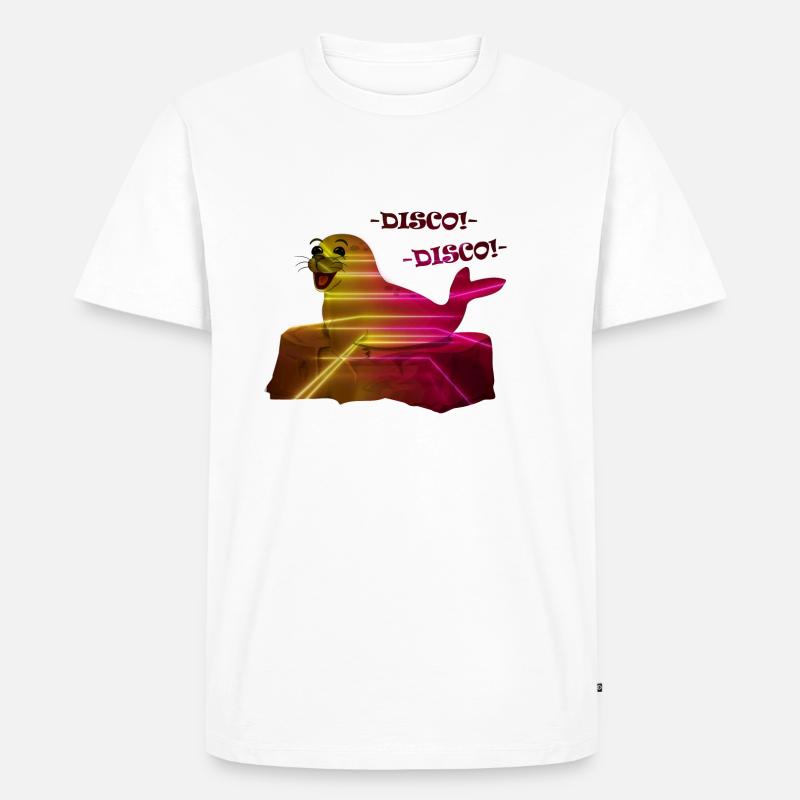 Disko Retro Seehund - Männer Premium Bio T-Shirt - Weiß