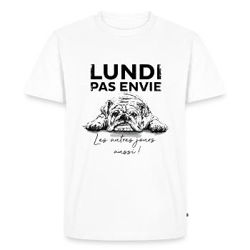 T-shirt Lundi pas envie de travailler humour fun - T-shirt Premium bio Homme - blanc - Devant - Nico (187cm)