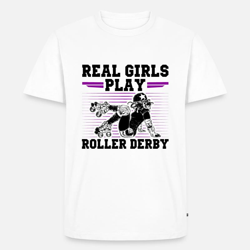 Roller Derby Mädchen - Männer Premium Bio T-Shirt - Weiß