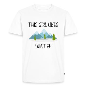Une fille aime les journées d'hiver douillettes, - T-shirt Premium bio Homme - blanc - Devant - Nico (187cm)