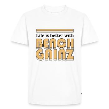 Life With Benchpress Gainz Funny Powerlifting Gym - Men's Premium Organic T-Shirt - white - Front - Nico (187cm)