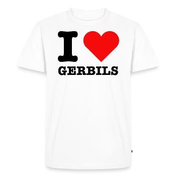 J'aime les gerbilles | Race douce disant - T-shirt Premium bio Homme - blanc - Devant - Nico (187cm)