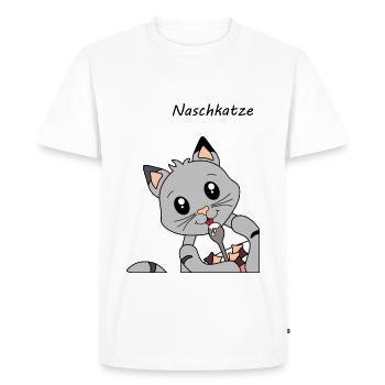 « Sweet tooth » - chat prenant son petit-déjeuner - T-shirt Premium bio Homme - blanc - Devant - Nico (187cm)