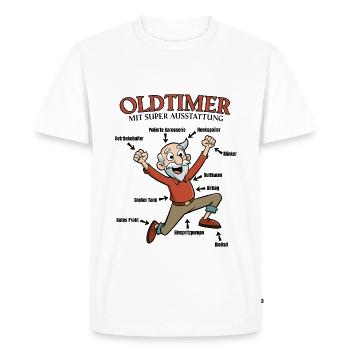 Oldtimer mit super Ausstattung - Geburtstag Mann - Männer Premium Bio T-Shirt - Weiß - Vorne - Nico (187cm)