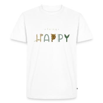Always Happy Animals I Design by Baddeldaddel - Men's Premium Organic T-Shirt - white - Front - Nico (187cm)