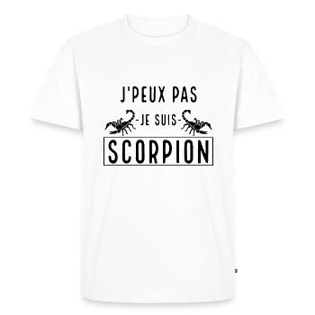 J'peux pas je suis scorpion. Signe du zodiaque. - T-shirt Premium bio Homme - blanc - Devant - Nico (187cm)