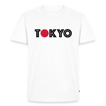 Chemise Tokyo avec un point rouge - T-shirt Premium bio Homme - blanc - Devant - Nico (187cm)