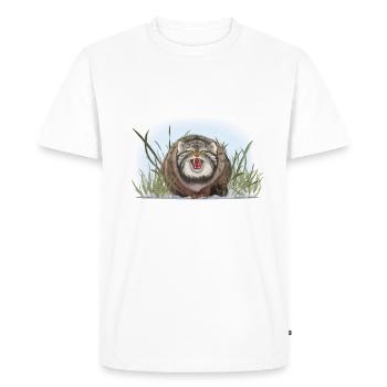 Manul n’aime pas caresser - T-shirt Premium bio Homme - blanc - Devant - Nico (187cm)