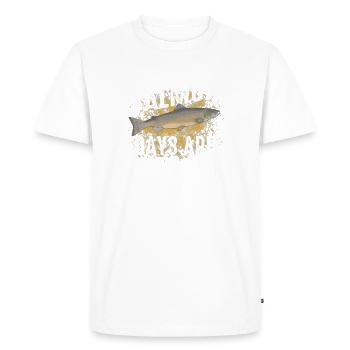 Drôle de pêche au saumon poisson eau douce cadeau - T-shirt Premium bio Homme - blanc - Devant - Nico (187cm)