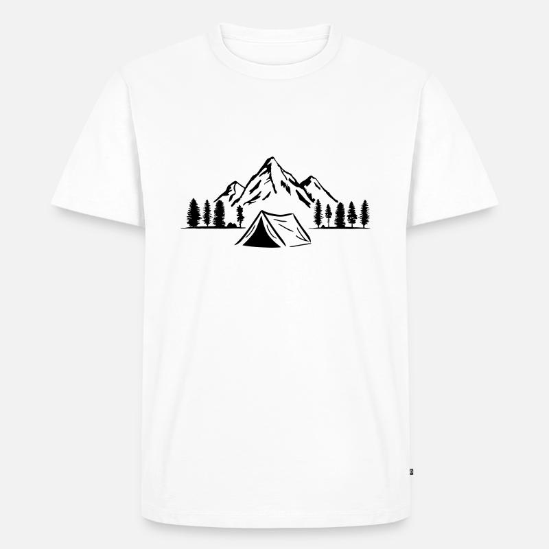 Camping Abenteuer, Berg und Wald - Männer Premium Bio T-Shirt - Weiß