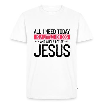Jésus et Hot Dog Dieu Christ Chrétien - T-shirt Premium bio Homme - blanc - Devant - Nico (187cm)