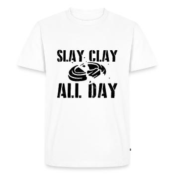 Tir au pigeon d’argile - T-shirt Premium bio Homme - blanc - Devant - Nico (187cm)