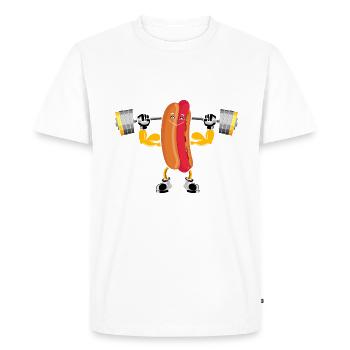 Musculation Hot Dog Fitness Workout Gym - T-shirt Premium bio Homme - blanc - Devant - Nico (187cm)
