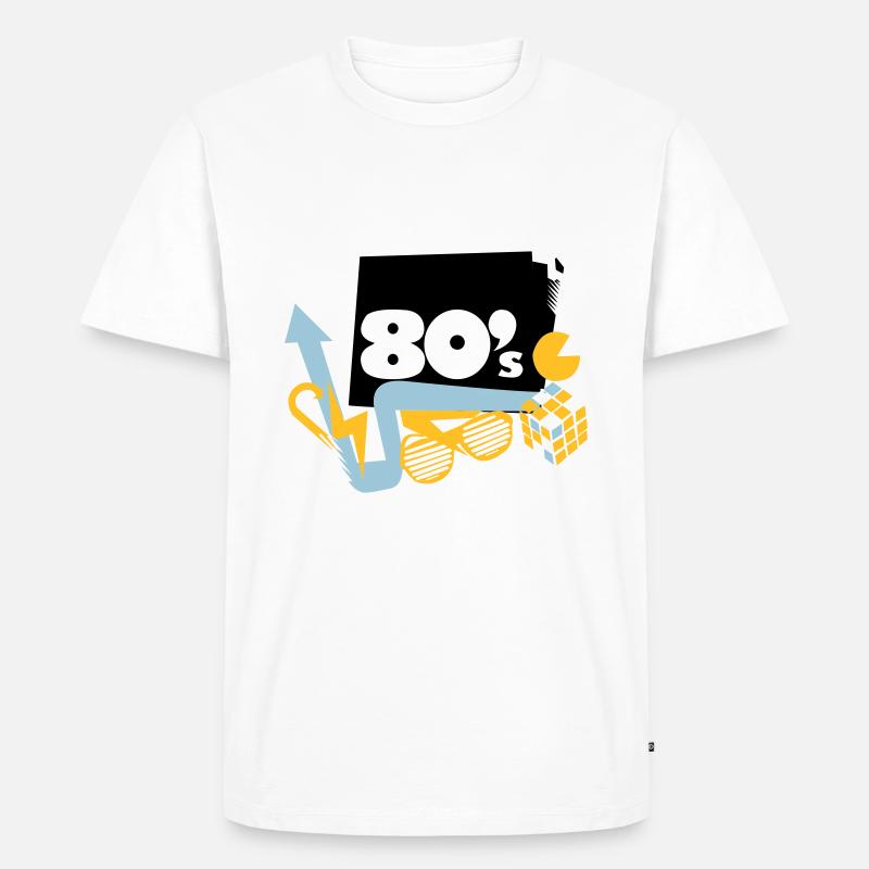 80er Jahre - Männer Premium Bio T-Shirt - Weiß