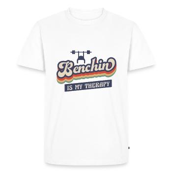 Benchpress comme thérapie, dynamophilie, - T-shirt Premium bio Homme - blanc - Devant - Nico (187cm)