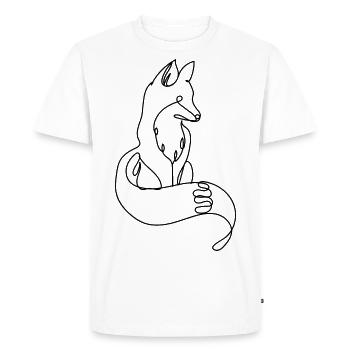 One line fox - Men's Premium Organic T-Shirt - white - Front - Nico (187cm)