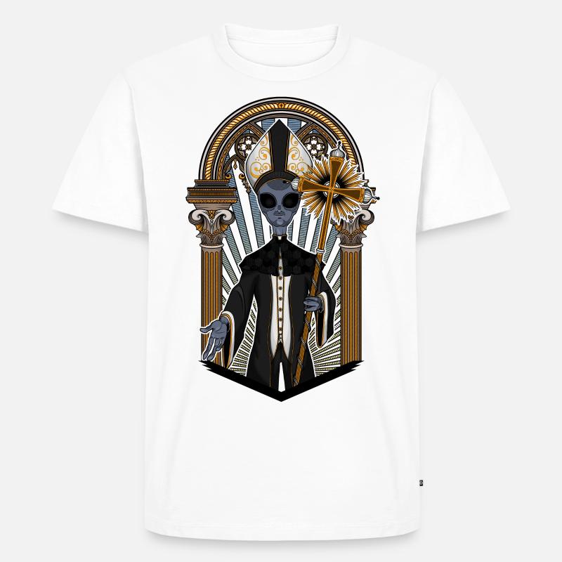 Der außerirdische Papst - Farbversion - Männer Premium Bio T-Shirt - Weiß