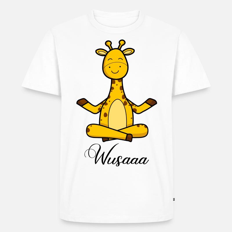 Auszeit Durchatmen Wusaaa Giraffe - Männer Premium Bio T-Shirt - Weiß