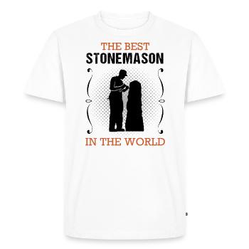 Profession de tailleur de pierre Formation Artisan Cadeau - T-shirt Premium bio Homme - blanc - Devant - Nico (187cm)