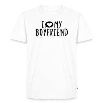 J’aime mon petit ami Ich liebe meinen Freund - T-shirt Premium bio Homme - blanc - Devant - Nico (187cm)